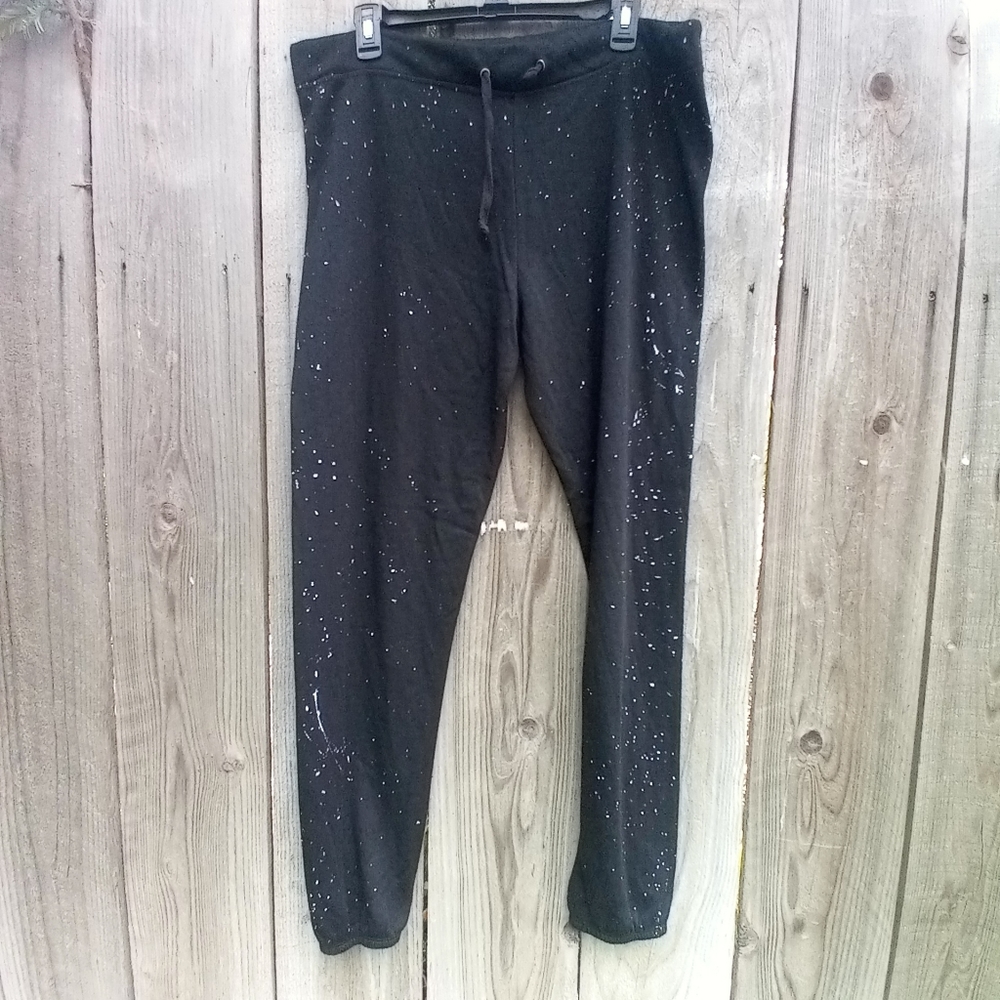 Bird & Vine Los Angeles Jogger XL Black with White Speckles Lightweight Fleece